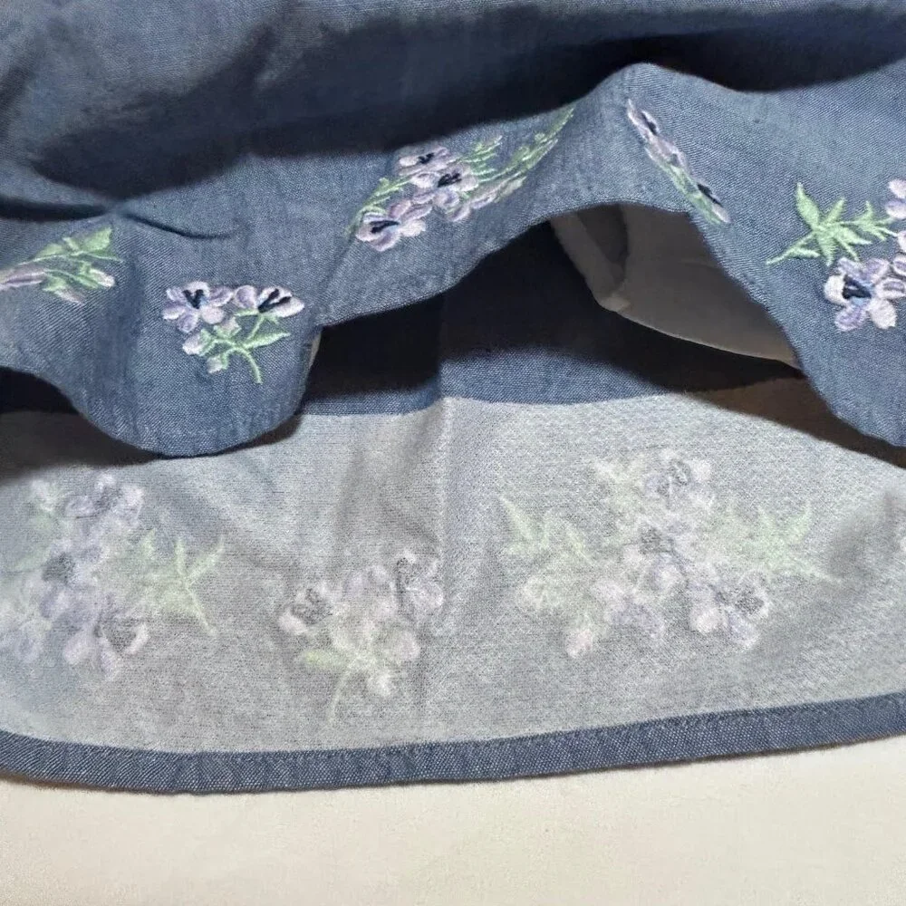 Gymboree Baby Girls 12-18 Months Embroidered Floral Chambray Flutter Dress NWT